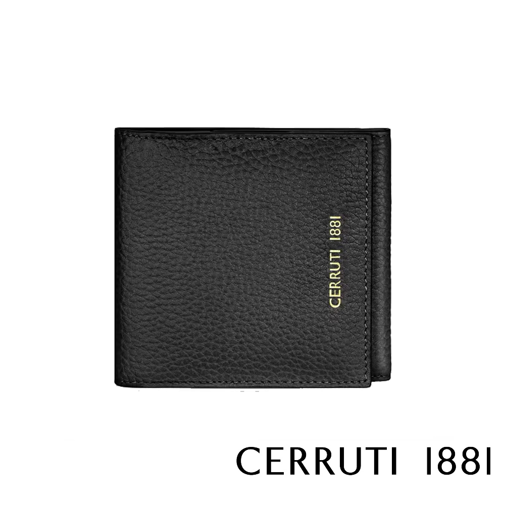 【CERRUTI 1881】頂級小牛皮鈔票夾零錢包皮夾 CEPD06162M 全新專櫃展示品(黑色)