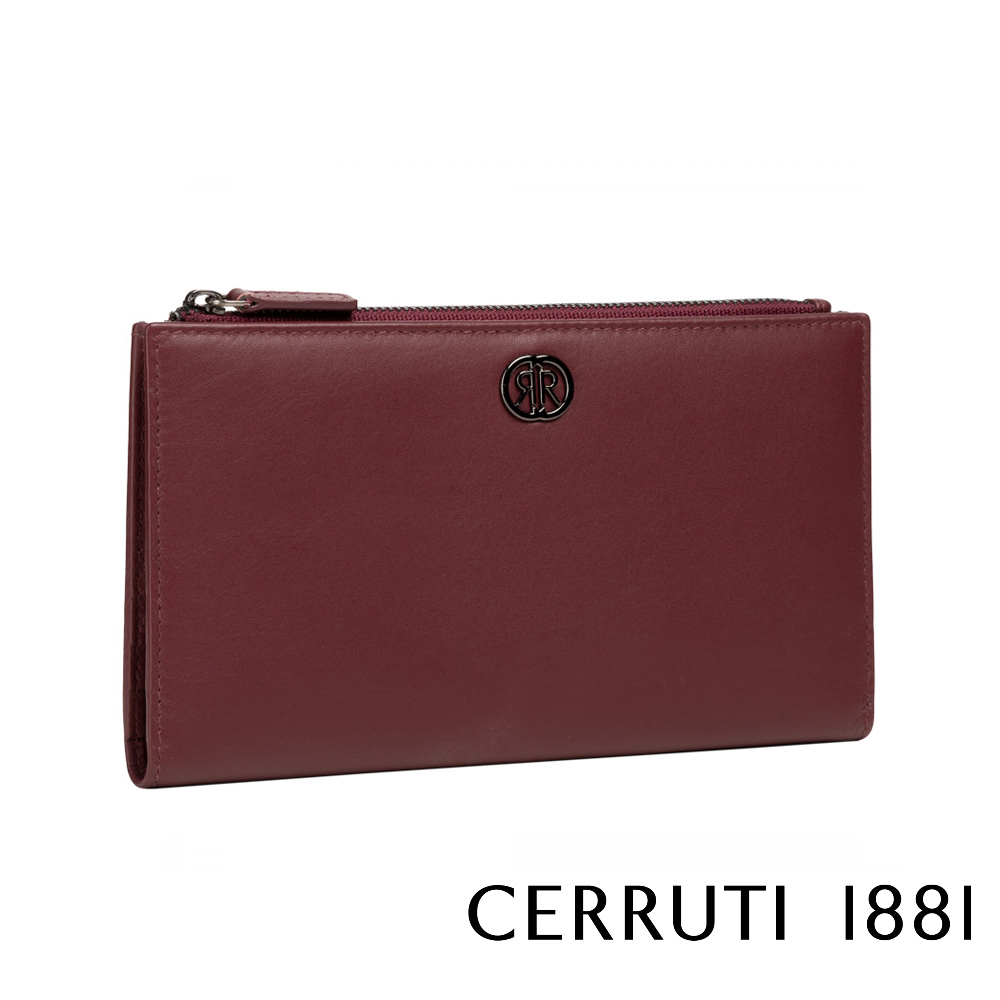 【CERRUTI 1881】義大利頂級小牛皮女用長夾皮夾 CEPD06327M 全新專櫃展示品 (酒紅色)