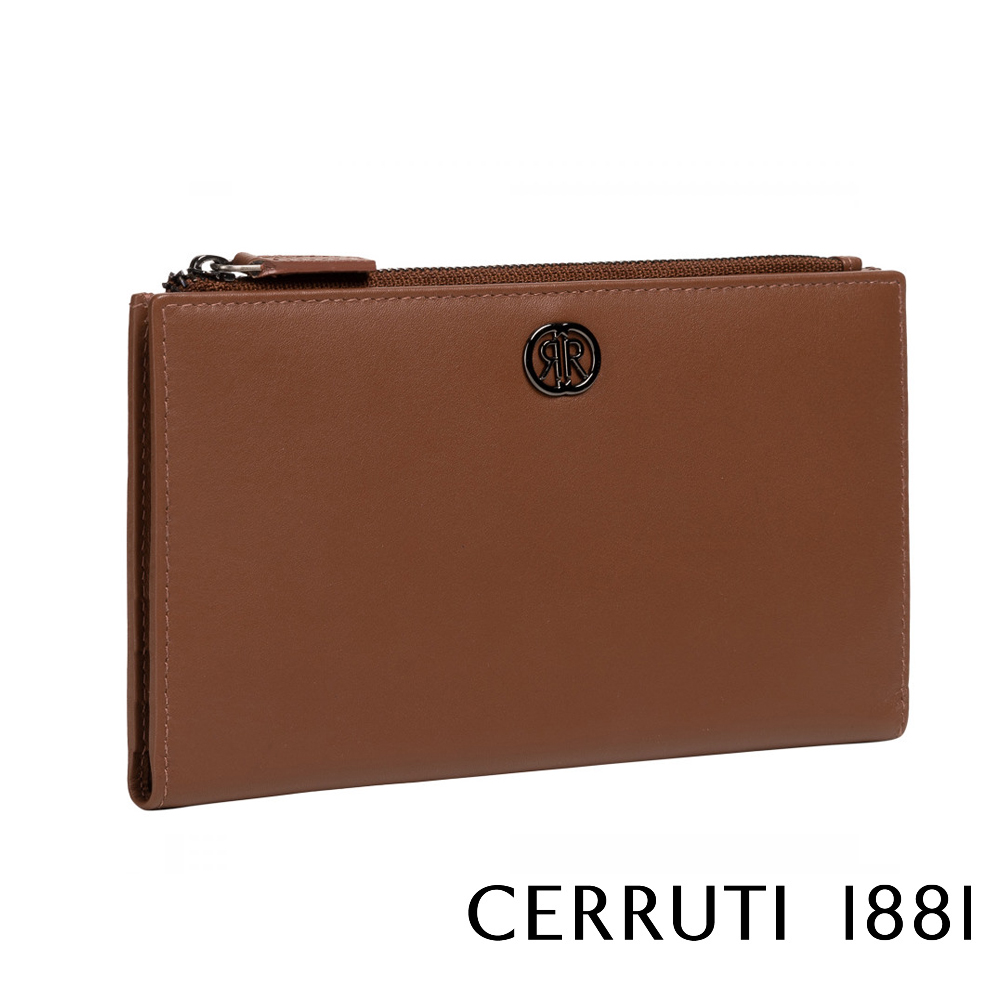 【CERRUTI 1881】義大利頂級小牛皮女用長夾皮夾 CEPD06327M 全新專櫃展示品 (琥珀色)