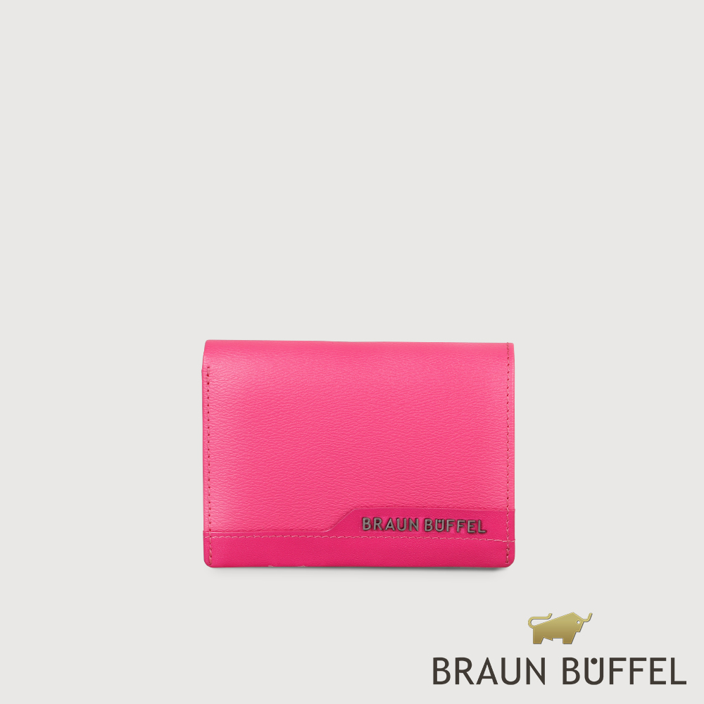 【BRAUN BUFFEL 德國小金牛】台灣總代理 黎明 名片夾-亮粉紅色/ BF822-141-LP