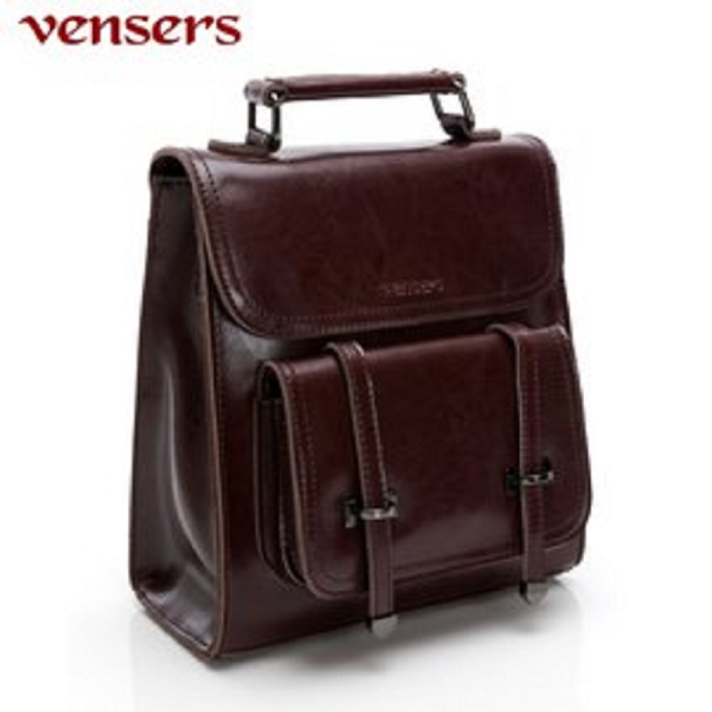 【vensers】小牛皮潮流個性包~兩用包(NL1080102咖啡)