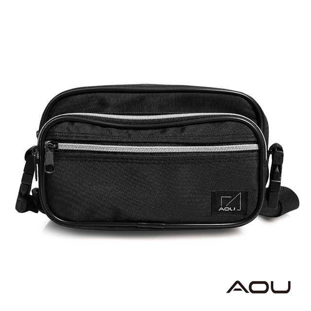 AOU 台灣製造 四層兩用旅行側包 生意腰包 輕量防潑水多層耐重包 腰包 側背包(黑色)03-026B