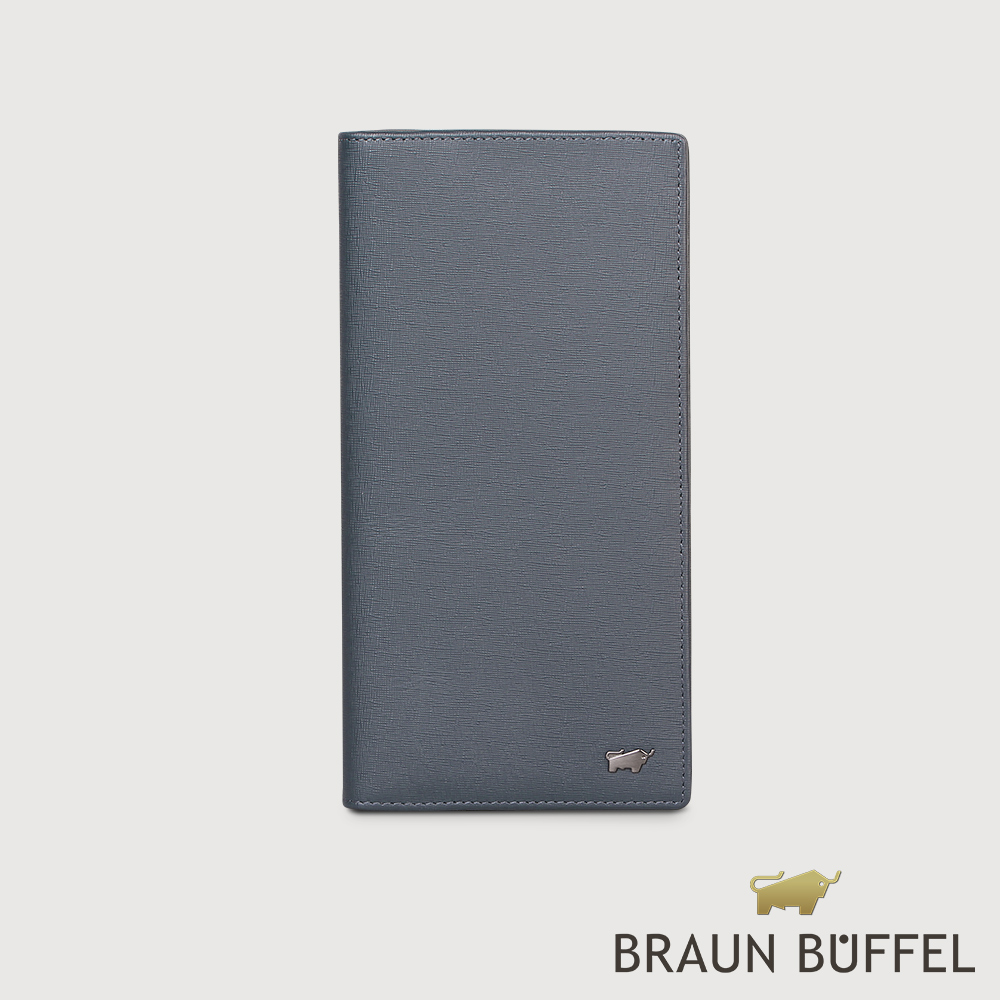 【BRAUN BUFFEL 德國小金牛】臺灣總代理 瓦拉頓-TW 14卡V型薄長夾-深藍色/BF537-322-MAR
