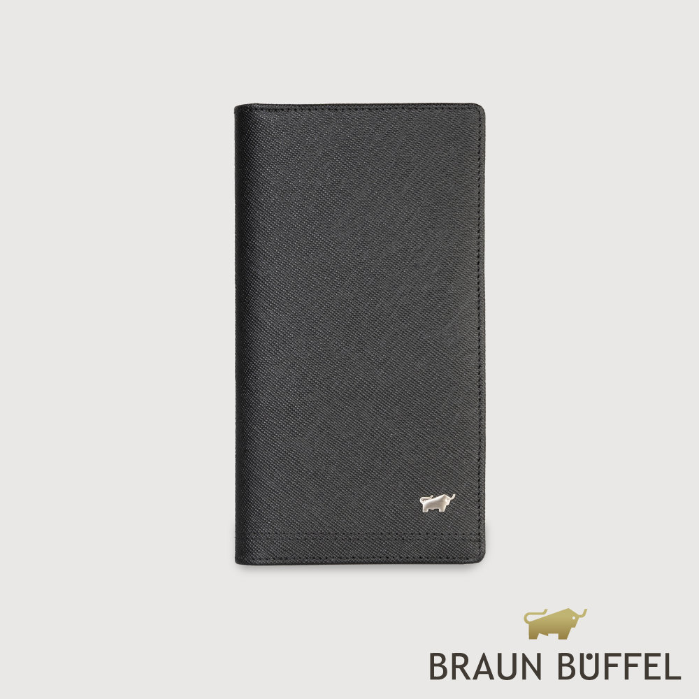【BRAUN BUFFEL 德國小金牛】臺灣總代理 巴雷特 14卡兩折長夾-黑色/BF546-631-BK