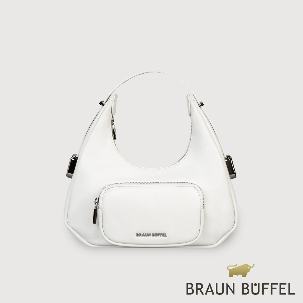 【BRAUN BUFFEL 德國小金牛】臺灣總代理 瑞雅 大肩包-白/BF848-27-WT