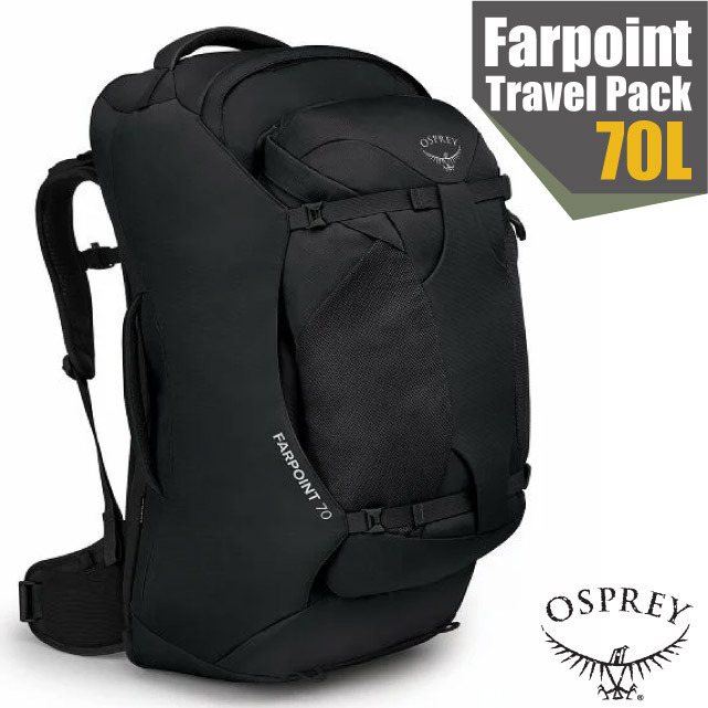 【OSPREY】Farpoint 70 專業自助旅行子母揹包70L/黑