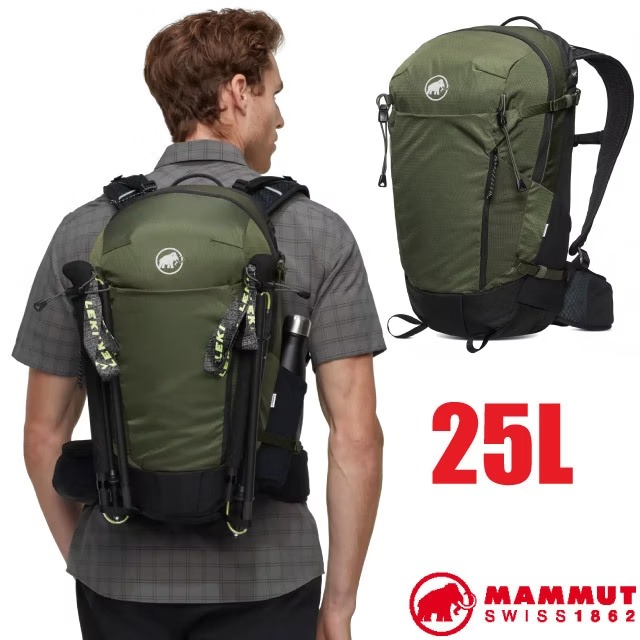 【MAMMUT 長毛象】Lithium 25 男輕量登山健行攀登揹包25L/2530-03452-40294 深沼澤綠/黑