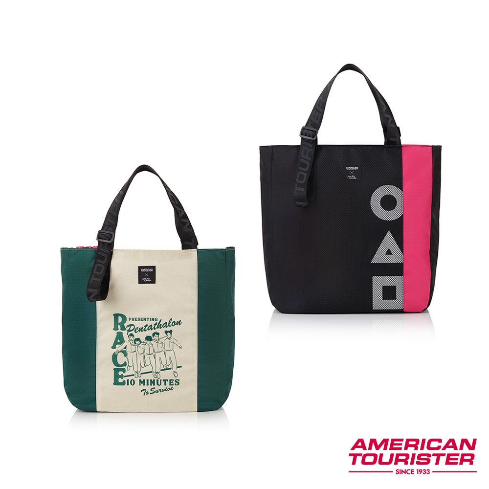 AMERICAN TOURISTER美國旅行者 X SQUID GAME魷魚遊戲聯名 輕量休閒托特包/肩揹包/手提袋/單肩包