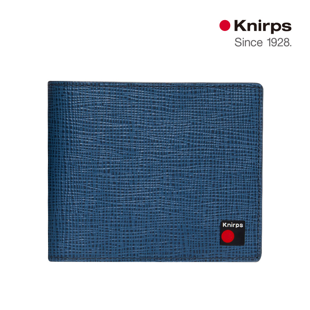 Knirps 德國紅點 RFID 9卡經典短夾-十字紋藍