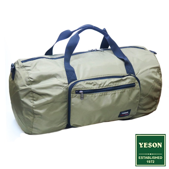 YESON - 商旅輕遊可摺疊式大容量手提斜背旅行袋-茶色