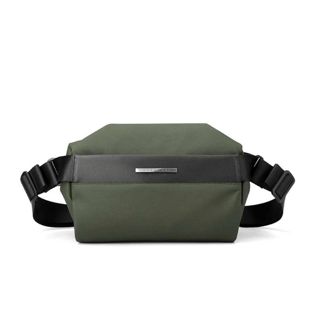 【H&S】極簡機能防潑水輕量包/斜背包/胸包（軍綠色）