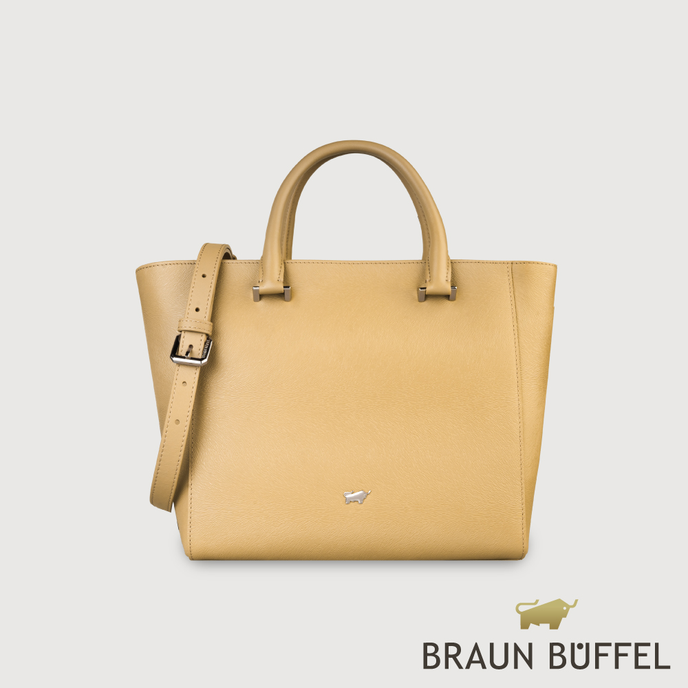 【BRAUN BUFFEL 德國小金牛】臺灣總代理 依雅娜 大托特包-淺棕色/BF853-56-CR