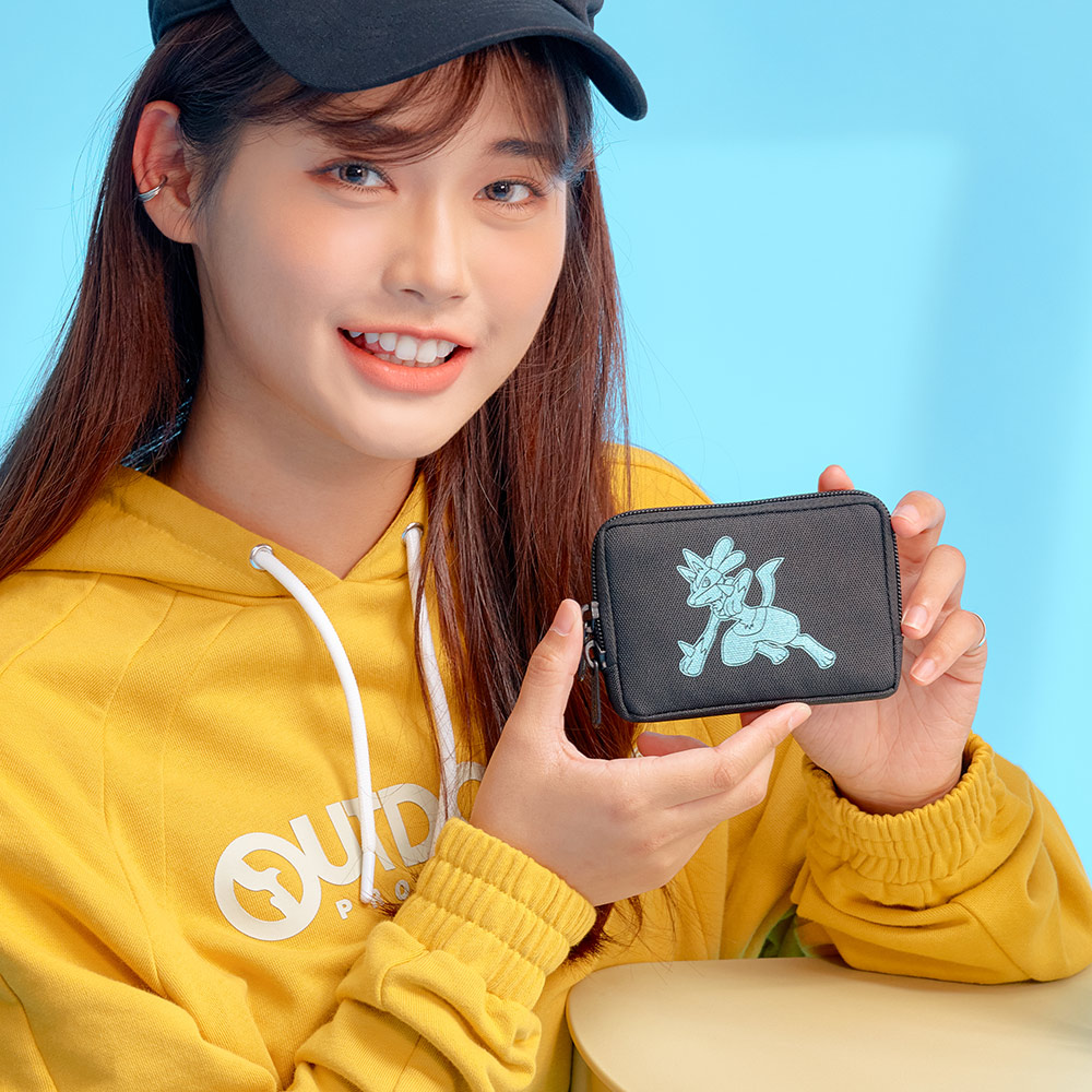 【OUTDOOR】寶可夢Pokemon-幻彩路卡利歐零錢包-黑色 ODGO22T11BK