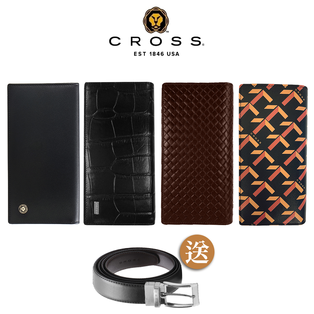 CROSS 限量2折 頂級小牛皮男用長夾 全新專櫃展示品(贈送皮帶)