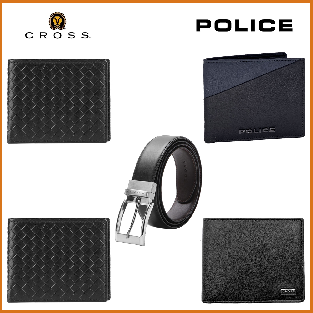 CROSS x POLICE 頂級小牛皮/小羊皮男用短夾 禮盒包裝 全新專櫃展示品 (多款選)