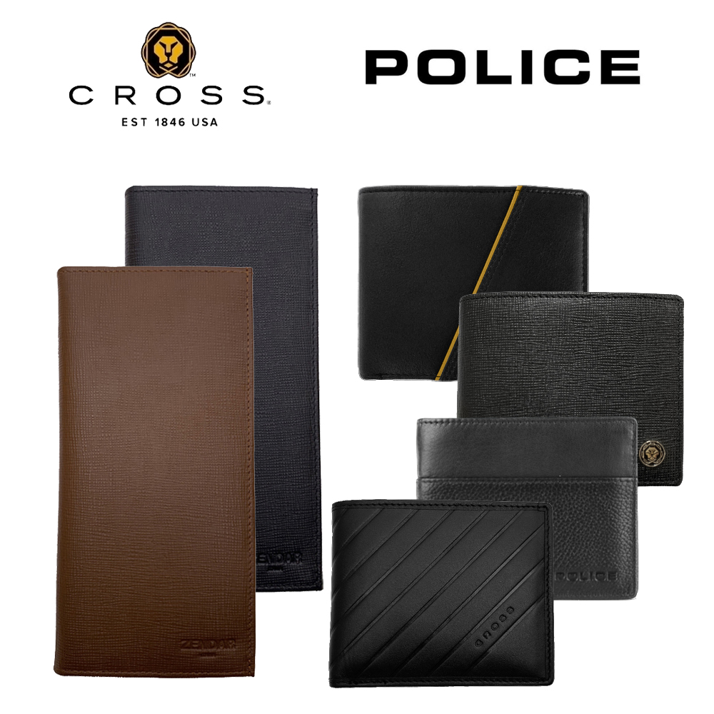 CROSS x POLICE 頂級小牛皮男用短夾/長夾 全新專櫃展示品(贈禮盒包裝+品牌提袋)
