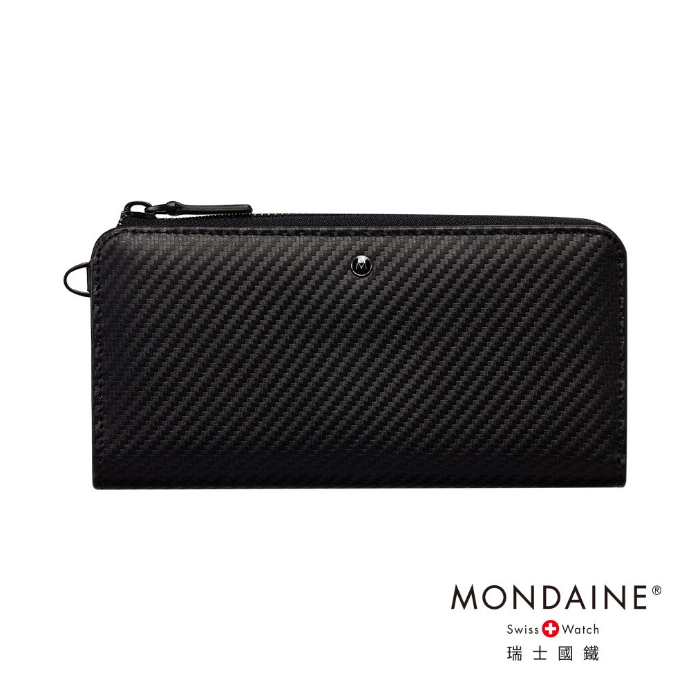 MONDAINE 瑞士國鐵RFID 8卡拉鍊長夾-碳纖維紋