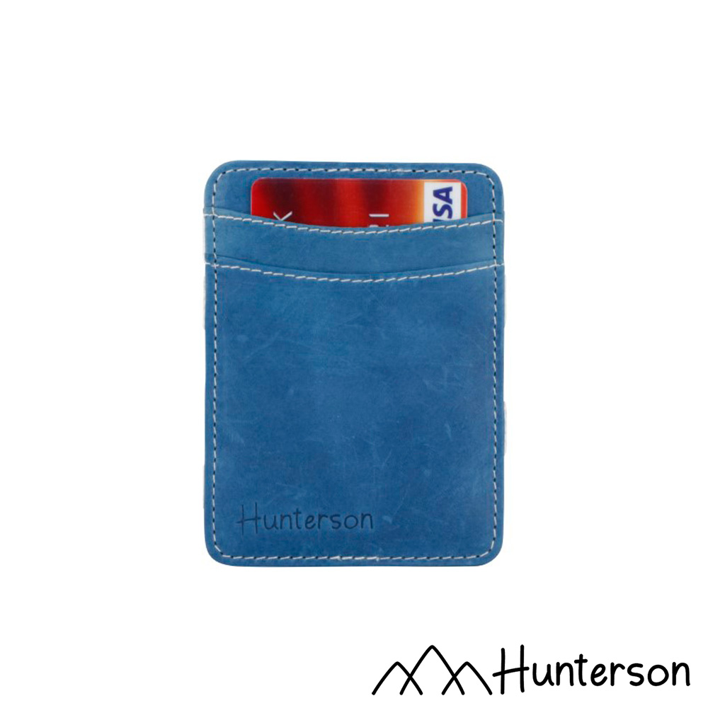 【Hunterson】雙色零錢皮夾-天藍-白 HU-P1RFID-AH