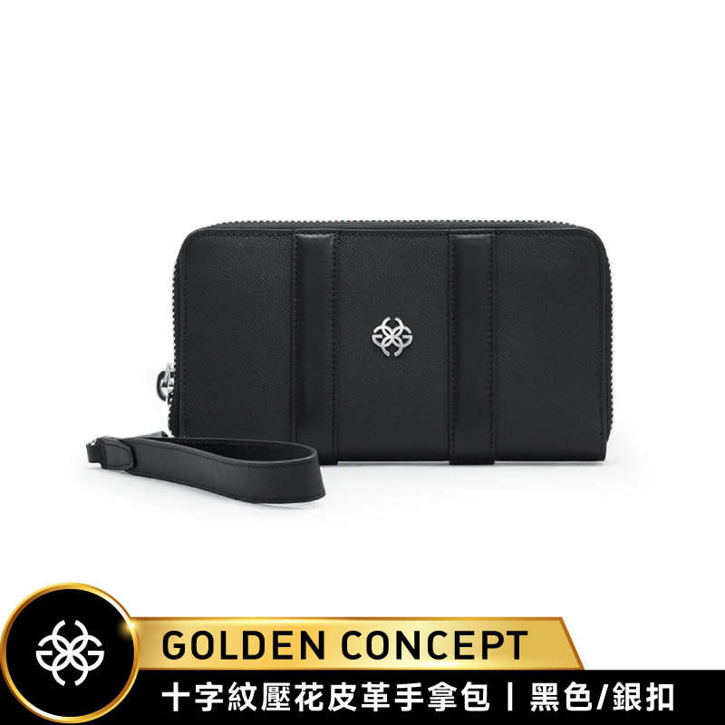 【Golden Concept】SAFFIANO LEATHER小牛皮手拿包-銀扣