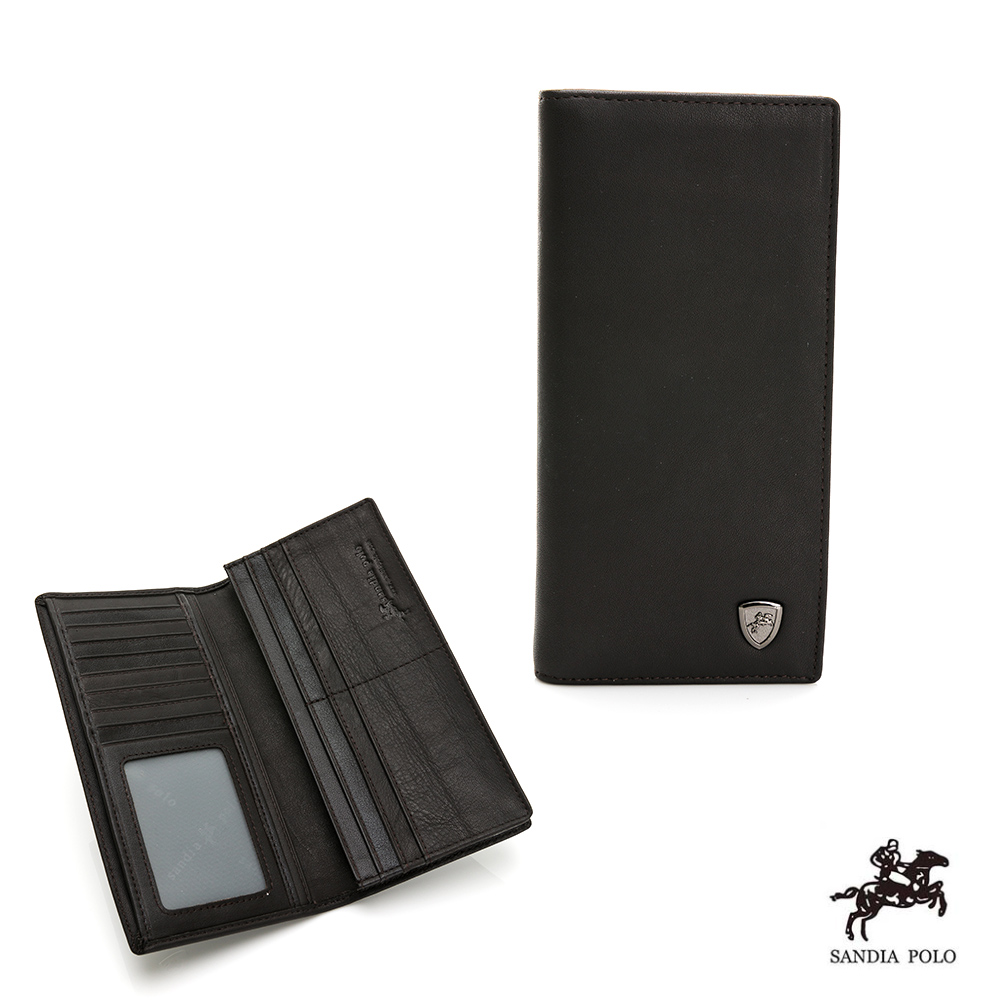 DF BAGSCHOOL - SANDIA POLO小牛皮大容量暗袋多隔層功能長夾