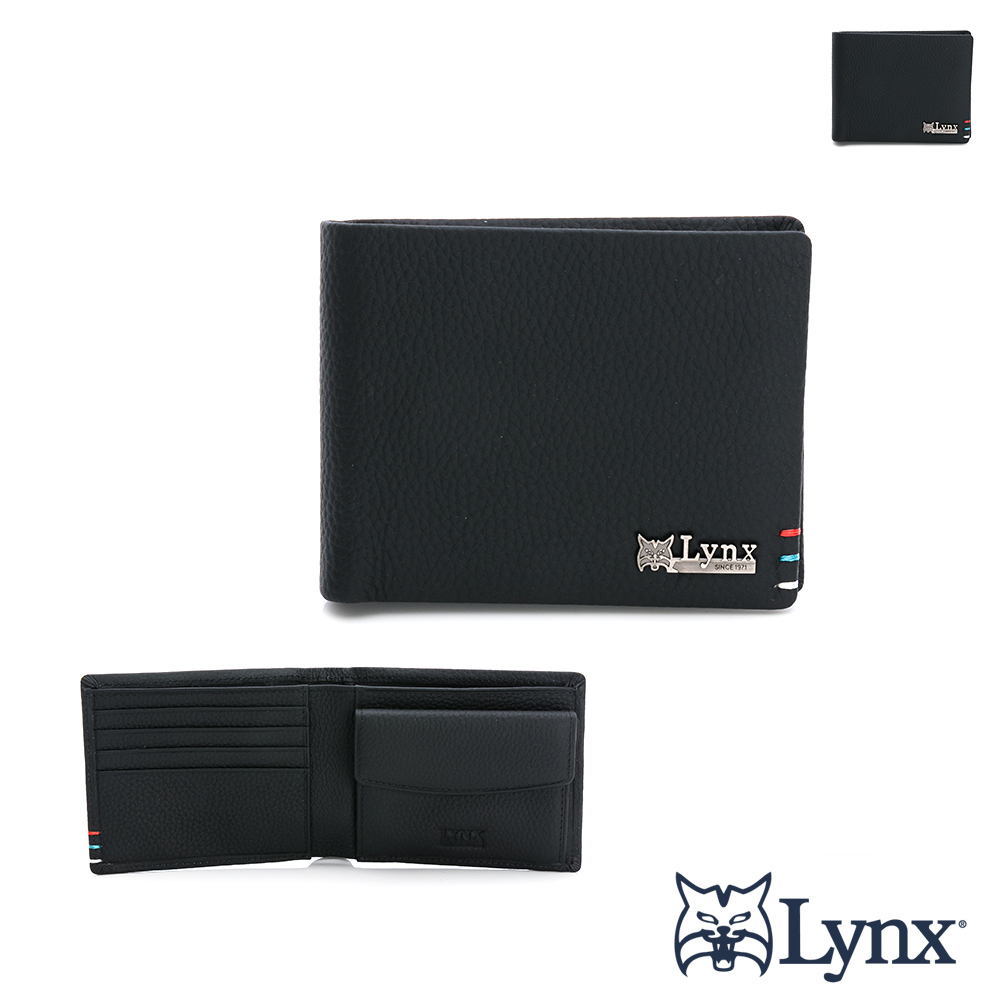 Lynx - 美國山貓自然紋進口牛皮雙開零錢袋5卡短皮夾