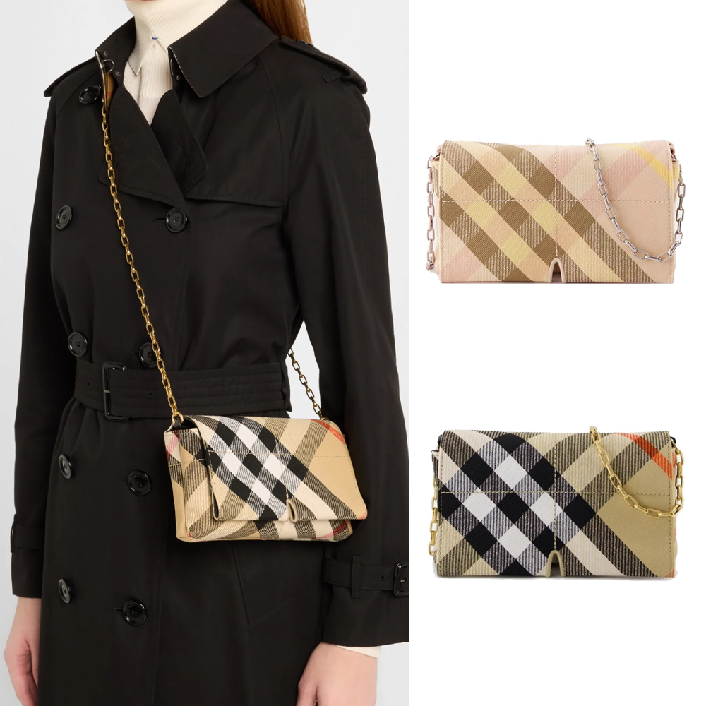 BURBERRY Snip格紋鏈帶斜揹包(任選)