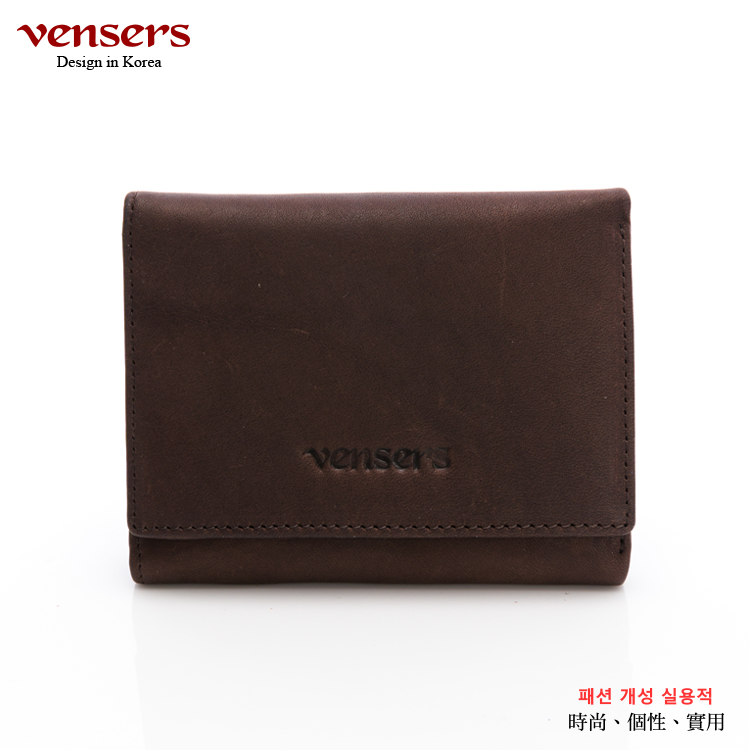 【vensers】牛皮潮流個性皮夾~(TJ051301咖啡短夾)