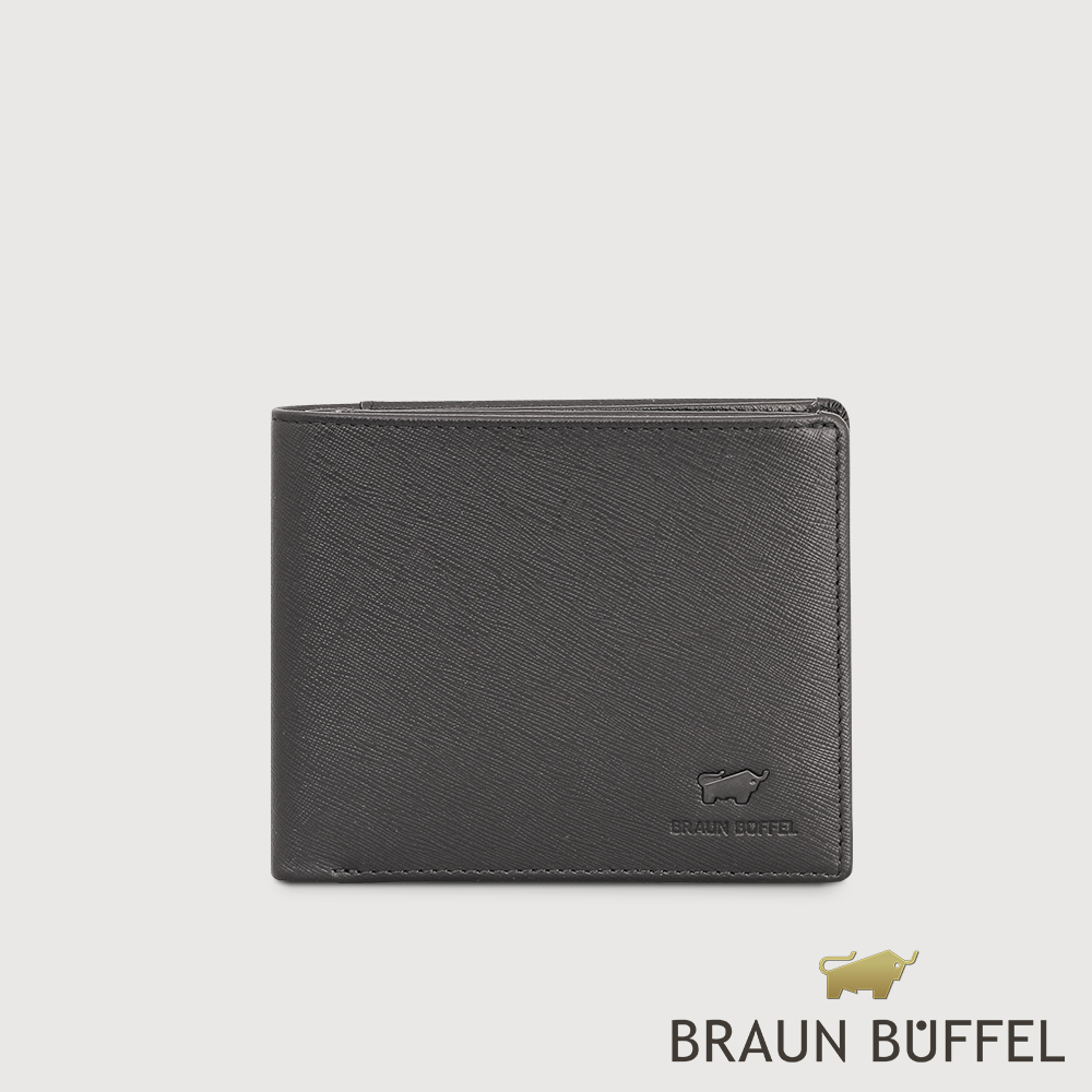 【BRAUN BUFFEL 德國小金牛】臺灣總代理 艾康-A 12卡男夾-黑色/BF571-314-BK