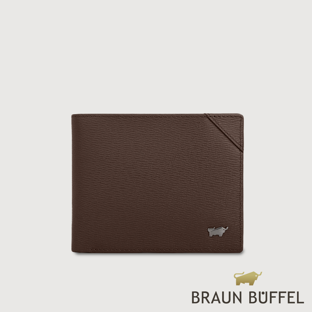 【BRAUN BUFFEL 德國小金牛】臺灣總代理 斯萊特-A 4卡零錢袋皮夾-培土棕/BF565-315-POS