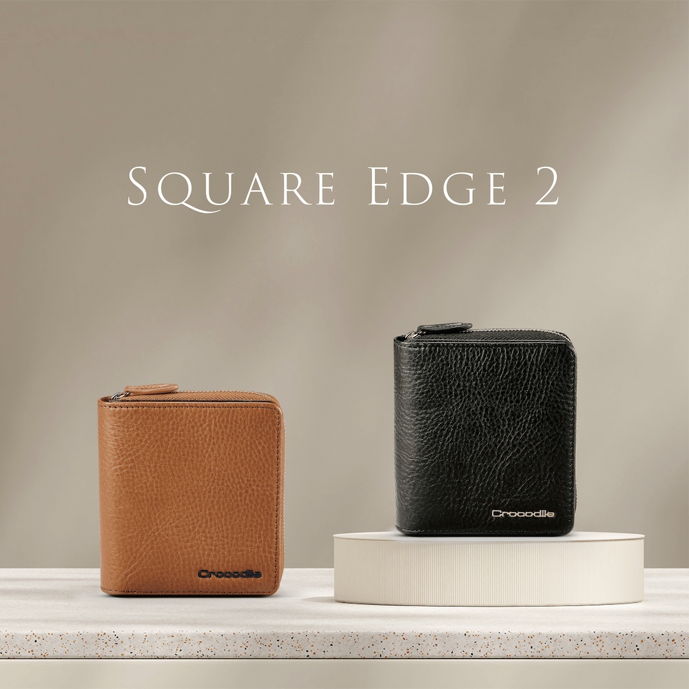 真皮皮夾 拉鍊零錢袋短夾 男錢包 4卡 植鞣革 Square Edge 2.0系列-0103-11502