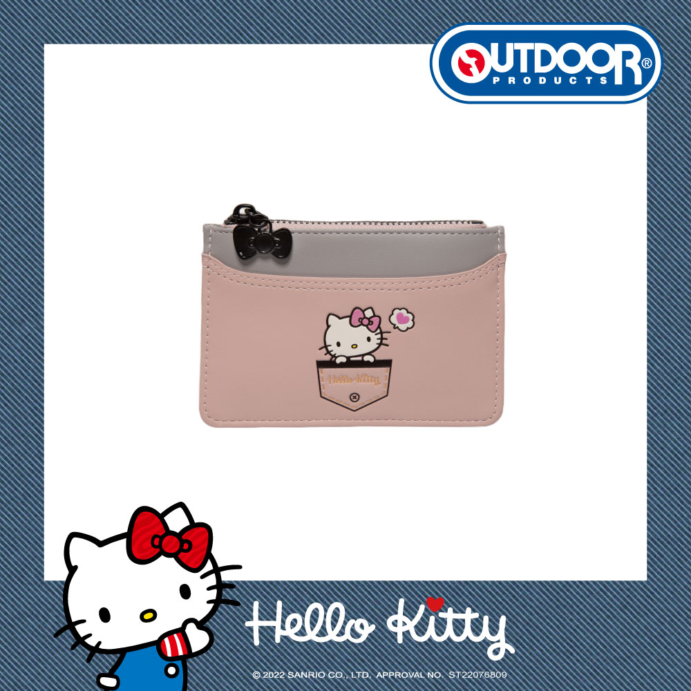 【OUTDOOR】Hello Kitty聯名款-牛仔凱蒂-票卡零錢包-粉 ODKT22A05PK