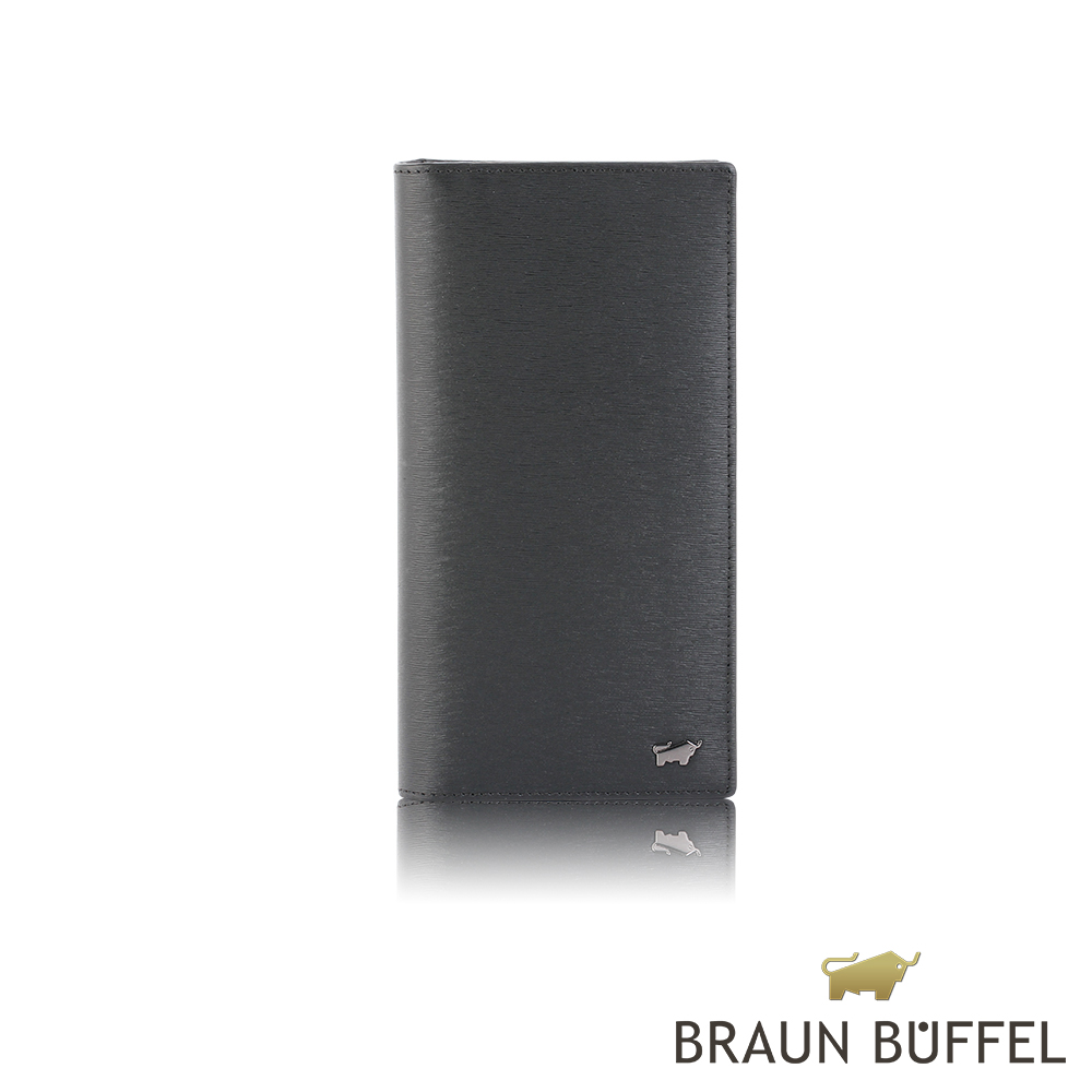 【BRAUN BUFFEL 德國小金牛】臺灣總代理 波索 14卡拉鍊零錢袋長夾-黑色/BF386-631-BK