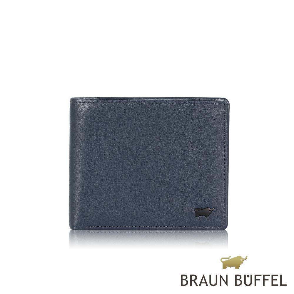 【BRAUN BUFFEL 德國小金牛】台灣總代理 雷諾瓦 4卡零錢袋皮夾-月海色/BF395-315-MOC