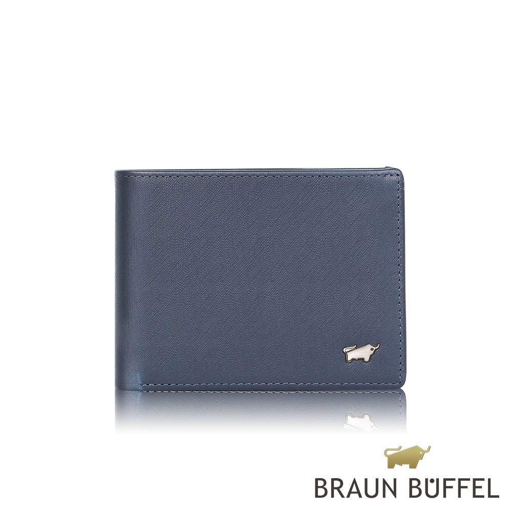 【BRAUN BUFFEL 德國小金牛】台灣總代理 HOMME-M 6卡男夾-深藍色/BF306-312-MAR