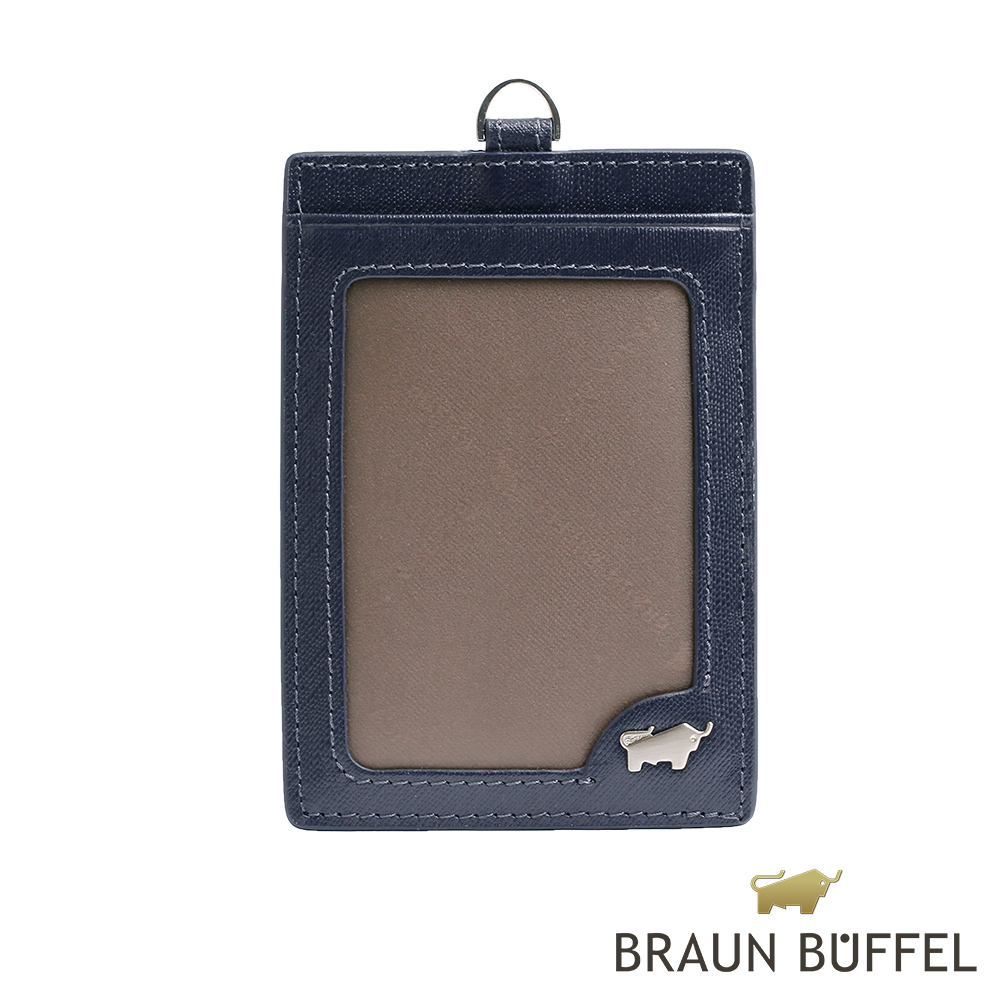 【BRAUN BUFFEL 德國小金牛】台灣總代理 HOMME-M 壓紋證件夾-深藍色/BF306-600-MAR