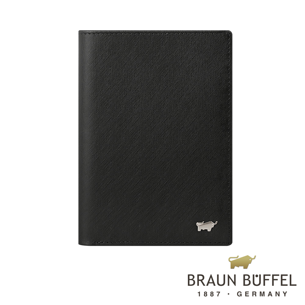 【BRAUN BUFFEL 德國小金牛】HOMME-M 紳士系列 3卡護照夾-黯黑/ BF306-500-BK