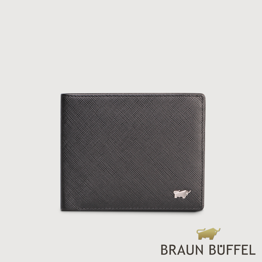 【BRAUN BUFFEL 德國小金牛】臺灣總代理 尚恩-A 5卡透明窗皮夾-黑色/BF354-316-BK