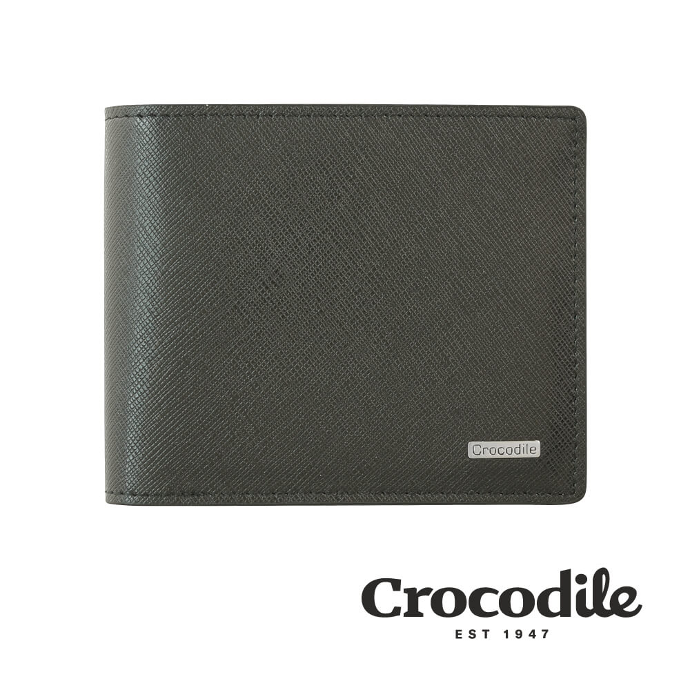 Crocodile 鱷魚皮件 真皮短夾 Wind系列 9卡 1窗格 零錢包 拉鍊零錢袋 男夾 0103-5905