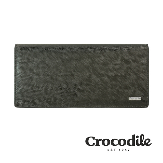 Crocodile 鱷魚皮件 真皮長夾 Wind系列 17卡 1窗格 零錢包 拉鍊零錢袋 男夾 0103-59101