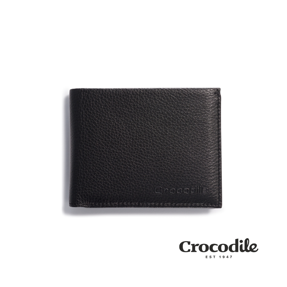 Crocodile 鱷魚皮件 真皮皮夾 Rocky系列 7卡 雙層鈔票 抽取式4窗格 短夾-0103-09904-黑藍兩色