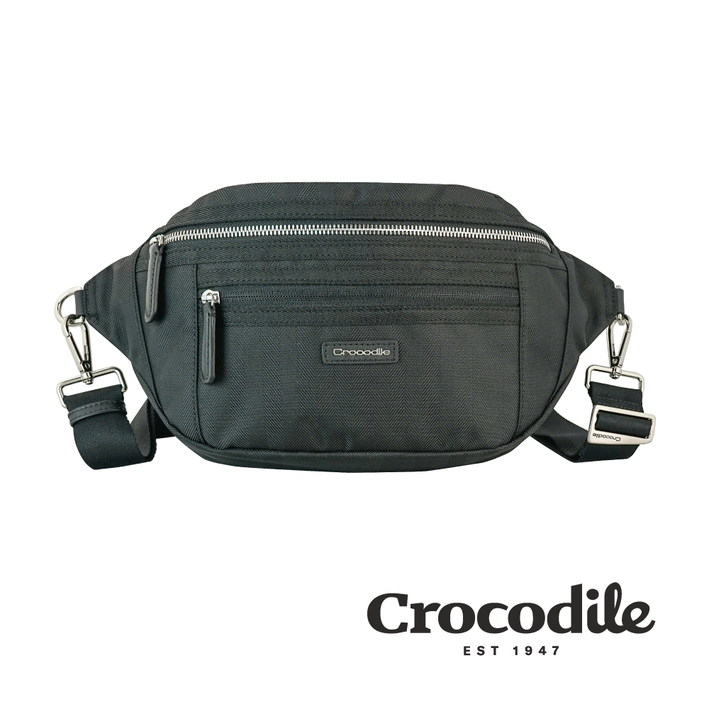 Crocodile 鱷魚皮件 Snapper 3.0系列 布配皮 斜背包 側背包-0104-09901-黑藍兩色