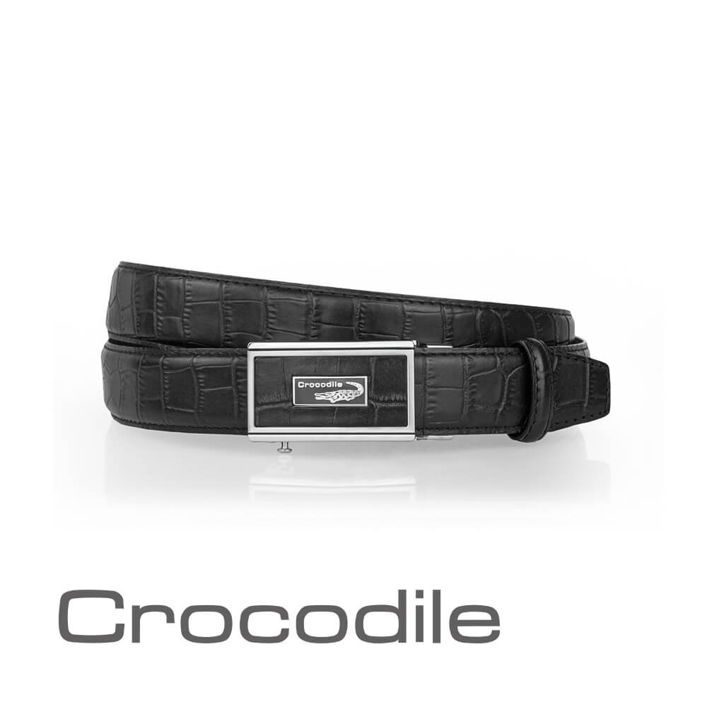 Crocodile 鱷魚皮件 真皮皮帶 紳士自動穿扣皮帶 0101-42005-01