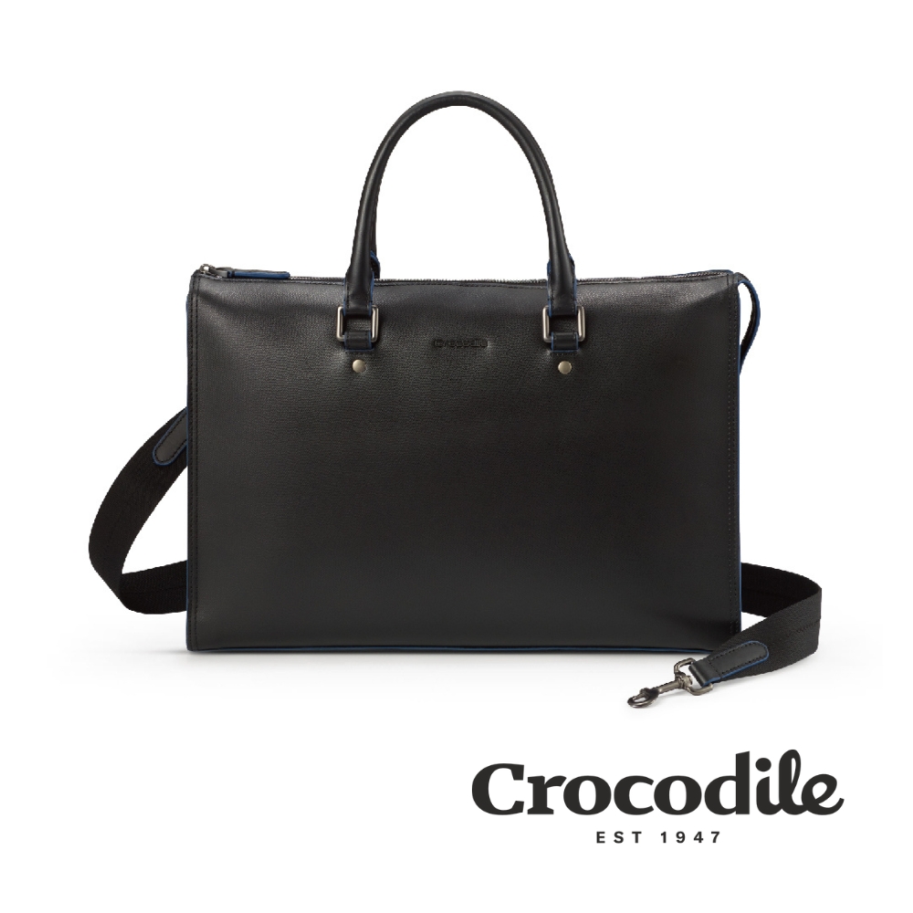 手提公事包 真皮包包推薦 筆電包 新品上市 Titan 2系列 0104-10501-黑色-Crocodile 鱷魚皮件