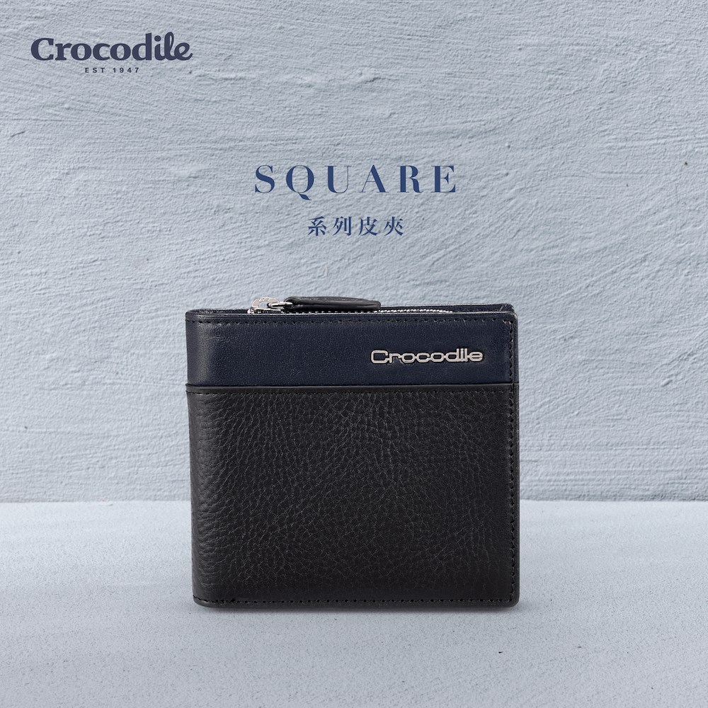 男生錢包 釦式L型短夾 10卡拉鍊 植鞣皮革 Square2.0系列-0103-11603-夜幕藍黑-新品上市