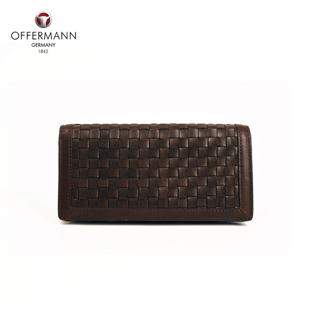 【OFFERMANN】Frankfurt 簡式編織多卡長夾-咖啡