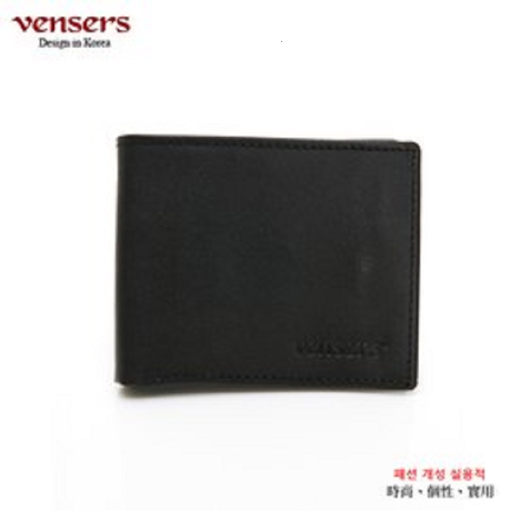 【vensers】小牛皮潮流個性皮夾~(NB019902黑色短夾)