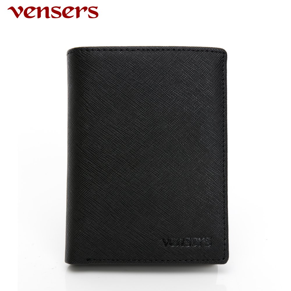 【vensers】小牛皮潮流個性皮夾~(TA606801黑色短夾)