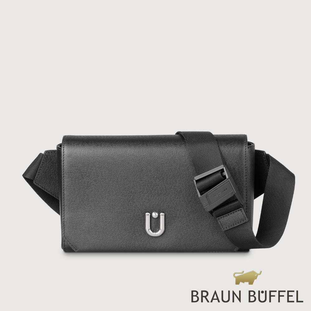 【BRAUN BUFFEL 德國小金牛】臺灣總代理 斯萊特 腰胸包-黑色/BF552-07-BK