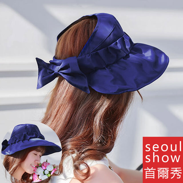 Seoul Show 花綻涼感可摺疊空頂遮陽帽5色 藏青