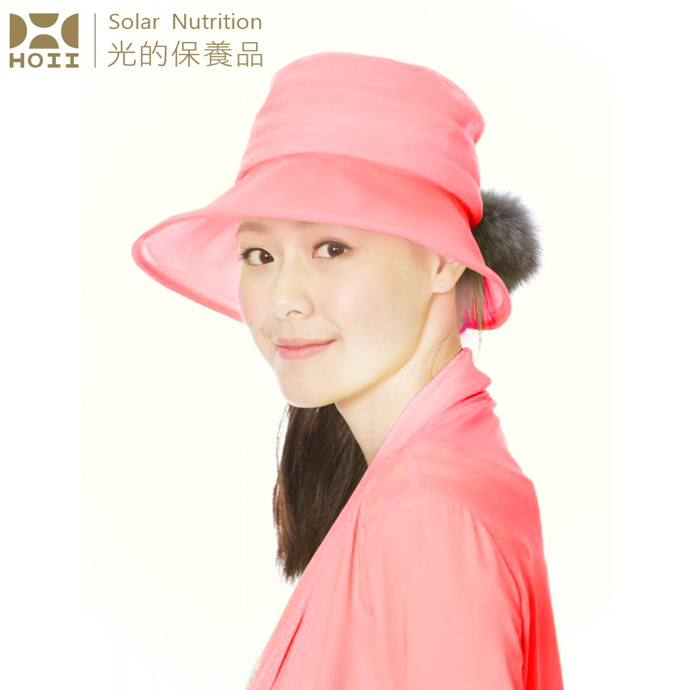 【后益 HOII】UPF50+抗UV防曬涼感先進光學機能布-毛球圓統帽 ★紅光